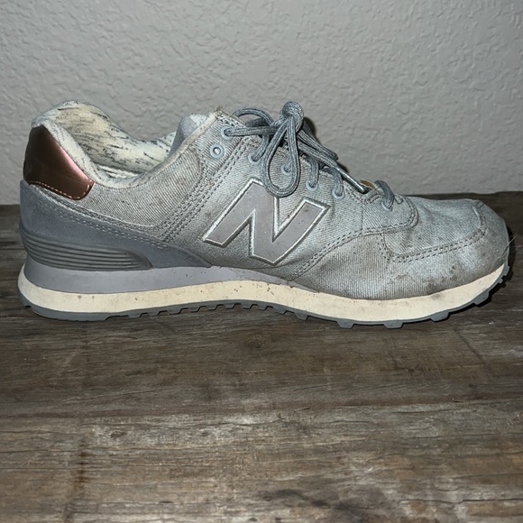New Balance Womens 574 Gray and Rose Gold US W size 9 - Picture 8 of 8